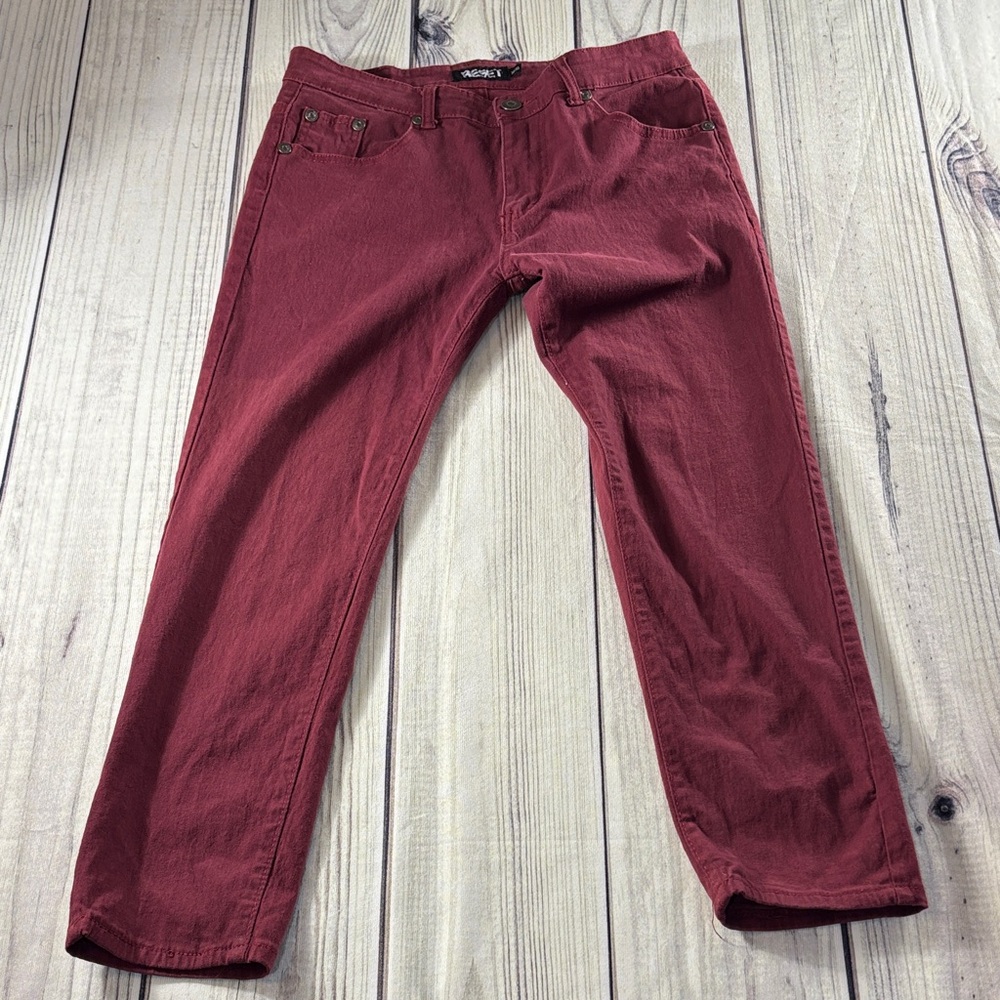 Men's Reset Brand 32x26 Pants Burgundy Skinny Jeans Stretch